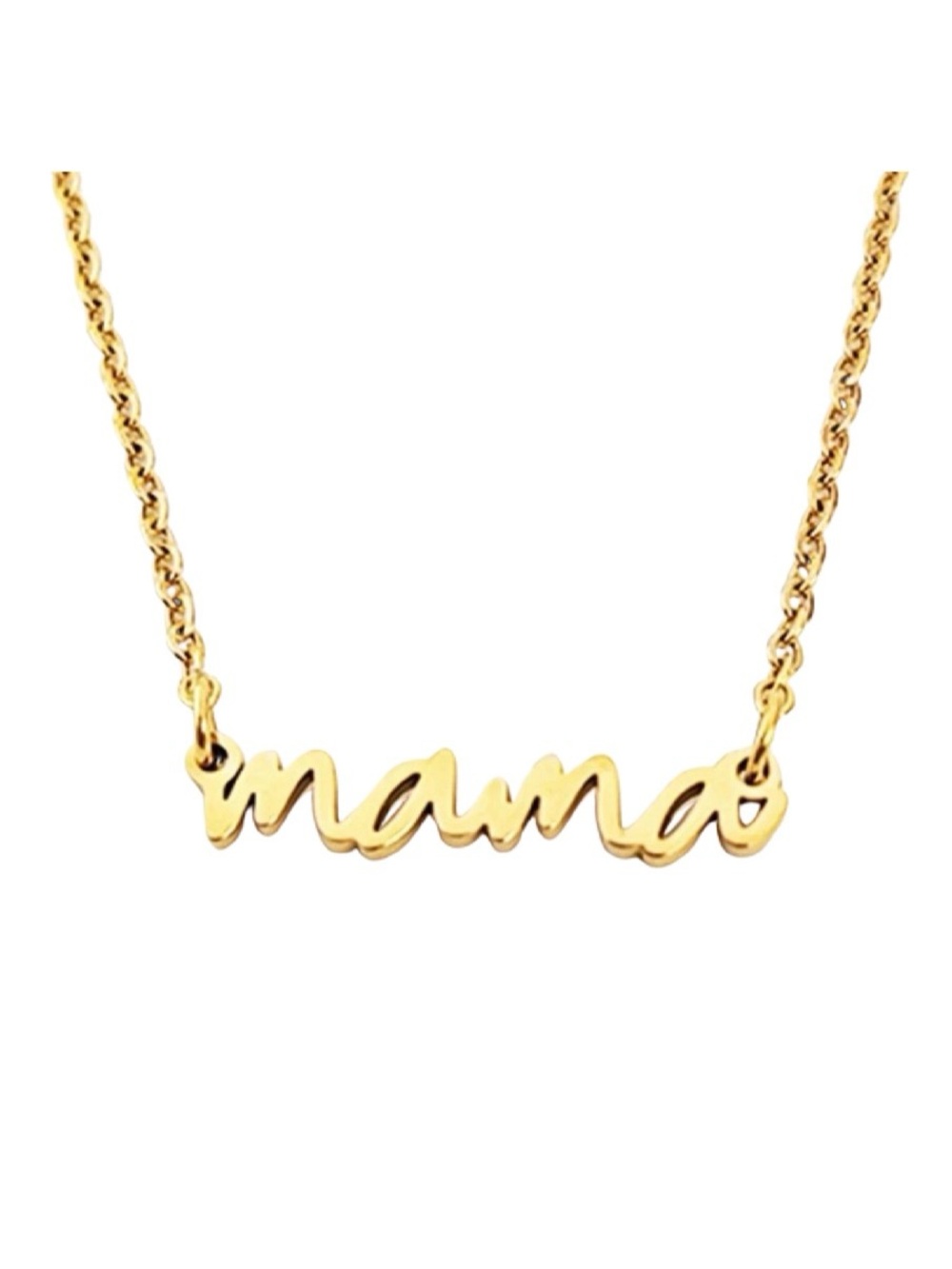 Mama Script Pendant Necklace - Gold